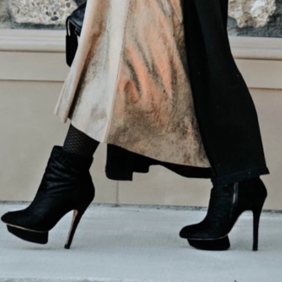 L.A.M.B. Women Noss BLACK LAMB Pumps Mid Calf Boot Platform Heels - Picture 2 of 16